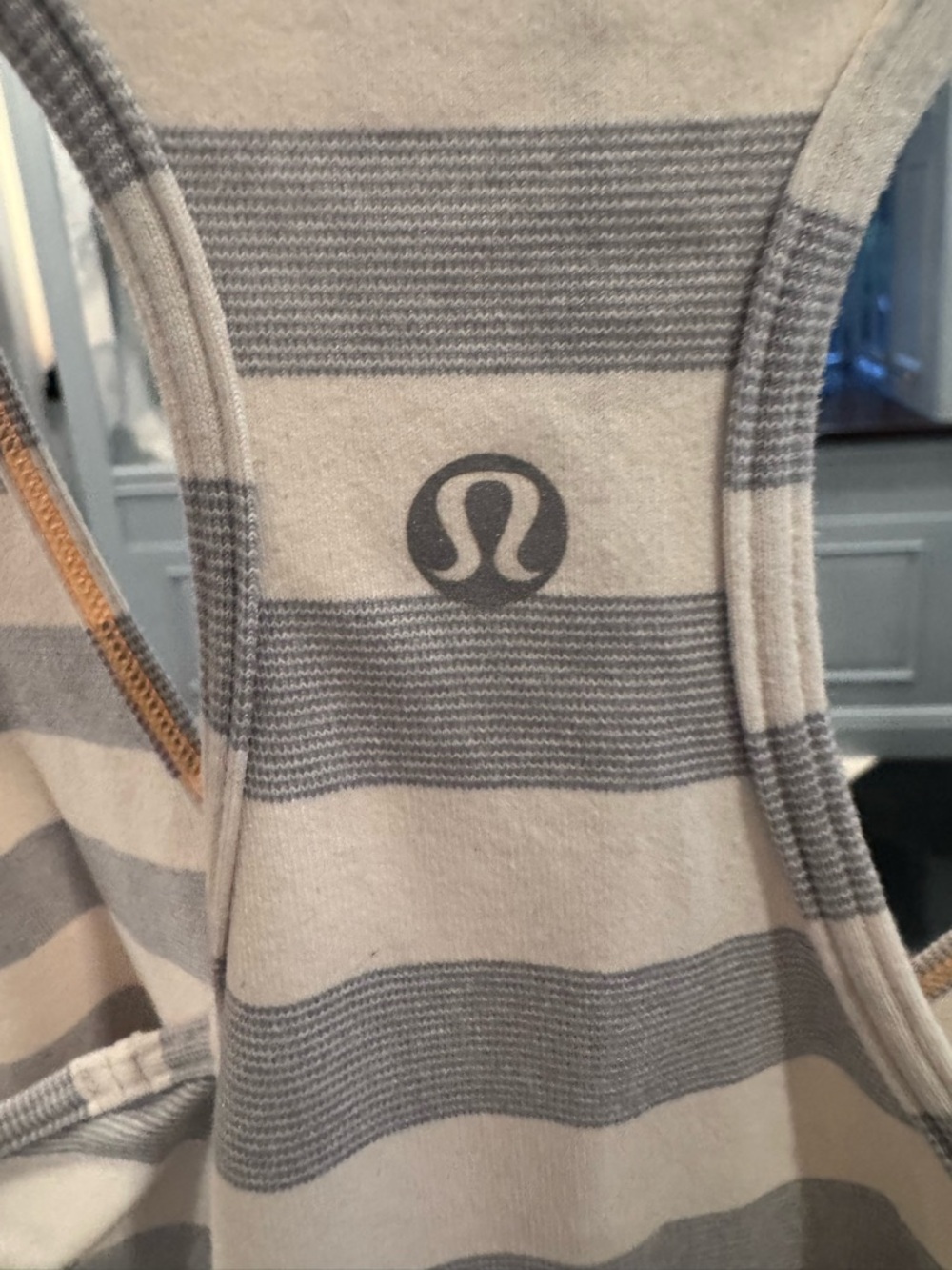 lululemon athletica Gray and Light Gray Striped cool racer Tank Top